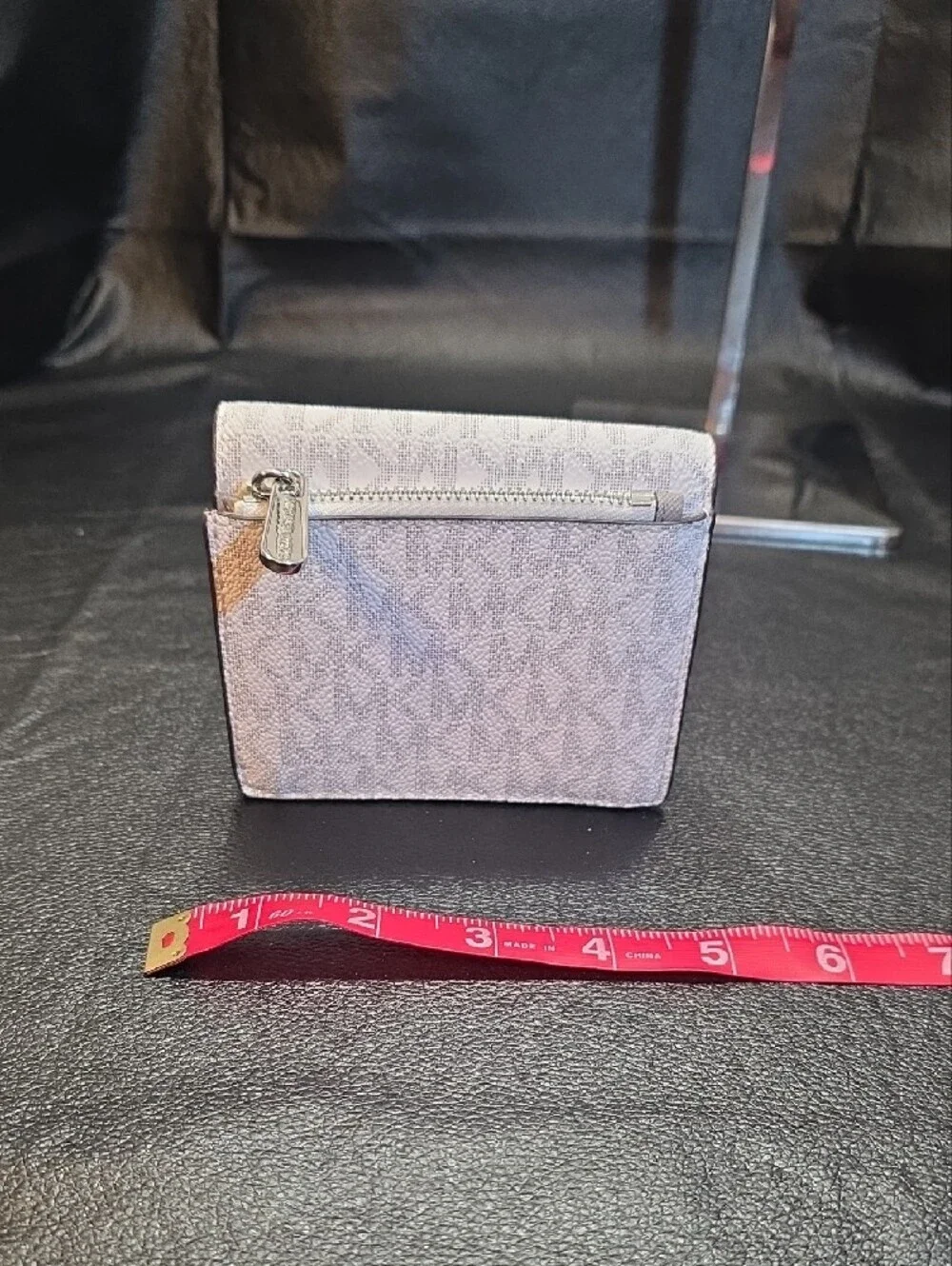 Michael Kors Light Gray MK Logo Men's Card Holder Wallet with Silver Logo
